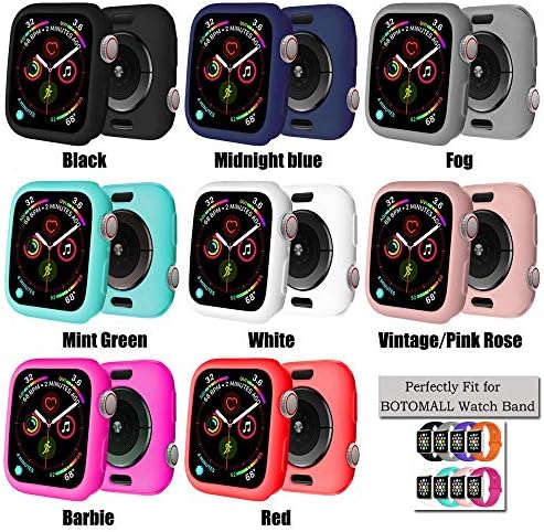 [8 חבילה] Botomall עבור Apple Watch Case 38 ממ סדרה 3 סדרה 2 [ללא מגן מסך] Premium TPU רך גמיש TPU דק משקל קל מגן מגן על